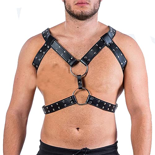 Image of Goobester Leather Chest Harness Men Adjustable Body Bondage Harness Belts
