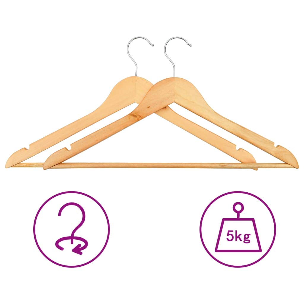 Juego de 100 perchas de madera dura con metal, muescas antideslizantes, gancho giratorio de 360 grados, para pantalones, falda, traje, camisa, chaqueta, ahorra espacio y es estable