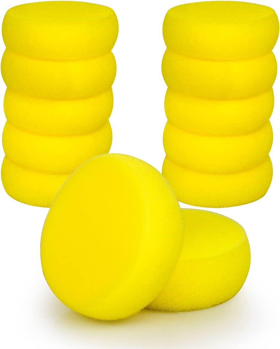 12 Pcs Yellow Round Painting Sponges Applicator Watercolor