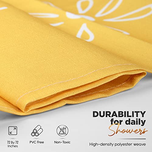 Mikaiva Boho Shower Curtain With 12 Plastic Hanging Hooks, 72 X 72 Inch, Vintage Fabric Softness, Heavy Duty Polyester, Pvc Free, Modern Bathroom Décor, Pink Botanical (Yellow Mandala) #TOP2