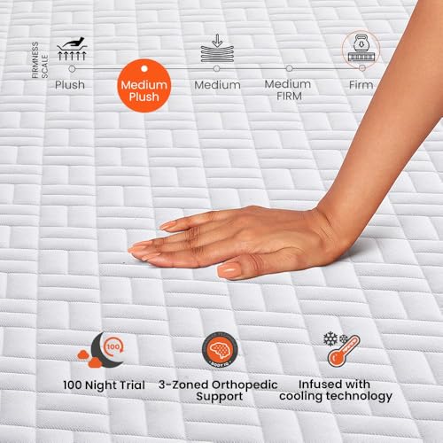 Image of Sleepyhead Sense Designed by Duroflex - 3 Zoned BodyIQ Orthopedic Memory Foam |Cooling Technology |Smart Orthopedic Support |10 Years Warranty |Medium Firm |6 Inch King Size Bed Mattress (72x72x6)