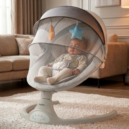 BAYBEE Store Baybee Electric Swing Cradle for New Born Baby, Grey - Image 2