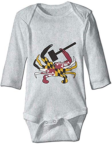 Maryland Crab Flag with Mallet Baby Crawl Onesie Long Sleeve Rompers Bodysuit