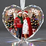 Palla di Natale personalizzata – Il nostro primo Natale – Decorazione in vetro personalizzato con nome e data – regalo per coppie, matrimonio, fidanzamento o nuova casa, a forma di cuore