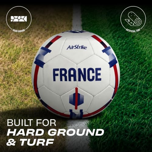 Image of Nivia Airstrike Football (France) Training Ball, 32 Panels, Butyl Bladder, Made for Beginners, to Play On Both Natural and Artificial Grass (White, Size-5)