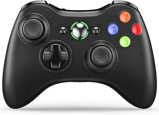 Wireless Controller Compatible with Microsoft Xbox 360/Slim/Windows 11with Upgraded Joy-st-ick/Doubl Shock (Black) Toy Review India (Iknoor World )