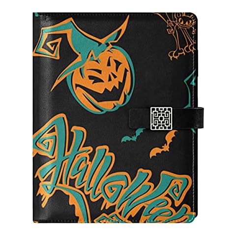 Halloween Leather Journal Notebook Travel Journal Writing Notebook Binder with Pockets Daily Planner Diary Book for Office School Business Cover