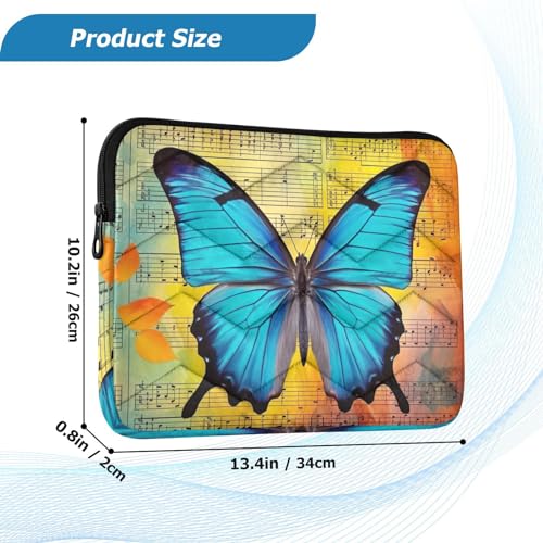 Funda para portátil de 13-14 pulgadas azul mariposa vintage miniatura 3