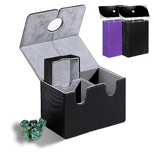 Vorinclex Deck Box for MTG with 7 Dice and 100 Sleeves, Deck Box Cards Hold 200+ Trading Cards Compatible with CCG/TCG, Card Deck Box for All Trading Card Games