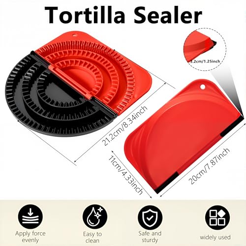 Image of Tortilla Sealer, Quesadilla Maker (4 inch+6 inch+8 inch) | Leak-proof Shark Tooth Design, Adjustable, Easy to Store, for Burritos, Pancakes, Dumplings, Dishwasher Safe