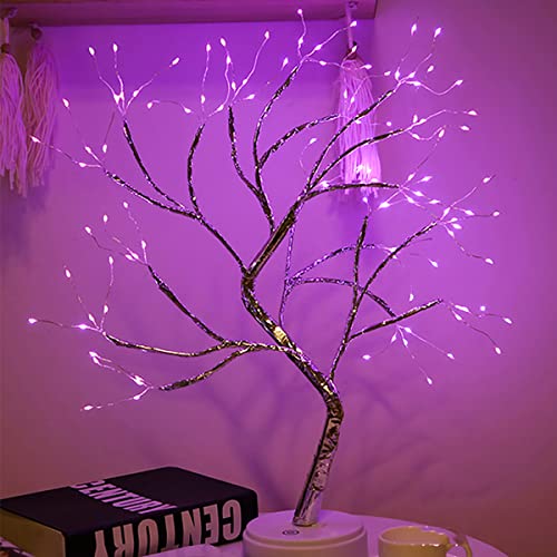 Verve Jelly Tabletop Bonsai Tree Light Table Lights Battery/USB Powered 108 LEDs Copper Wire Lights with Adjustable Branches Led Desk Lamp for Bedroom Living Room Wedding, Pink