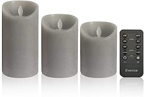 Christmas Gray Flameless Candles 3-Pack with Realistic Flickering Wicks