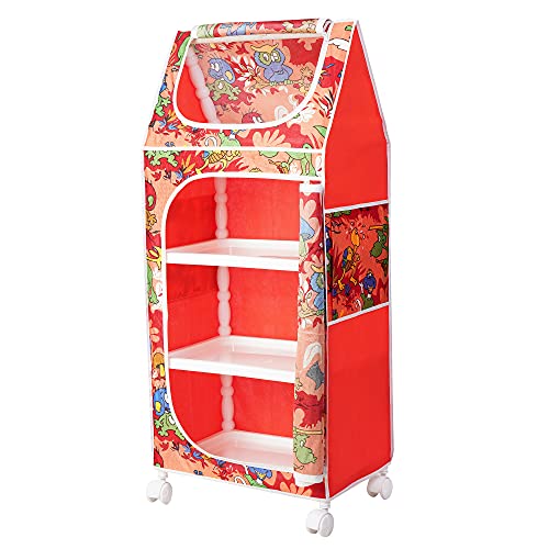 Image of Little One's | 4 Plastic Shelves Baby Wardrobe /Toy Organizer | Jungle Red | TB4 /AR