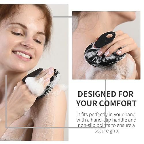 Image of Silicone Body Scrubber, Upgrade 3rd Gen Shower Bath Brush, Lather Nicely, Soft Massage Body, More Hygienic Than Traditional Loofah, Gentle Exfoliating for Sensitive Skin, 1 Pack, Black