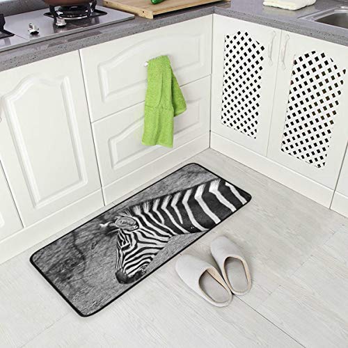 MNSRUU Tapis de sol pour cuisine Motif zèbre Noir/blanc 50 x 100 cm