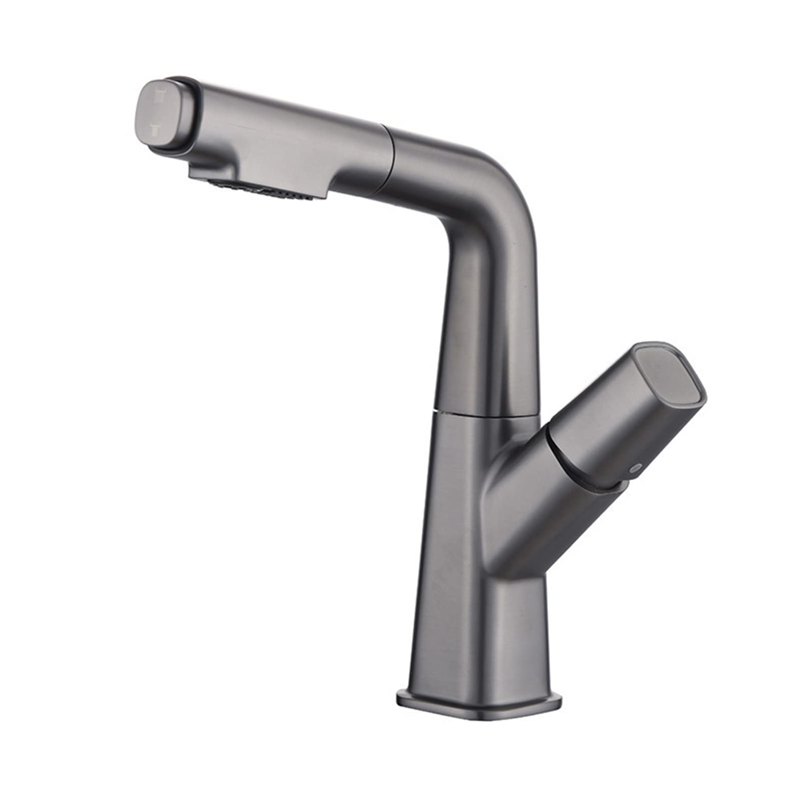 Nvsfzgiyg Gun Grey Bathroom Sink Faucet With Pull Out Sprayer Liftable Mixer Tap For Hot And Cold Water Dual Mode Single Handle Lavatory Down Hole Basin,Black(Gun Grey)