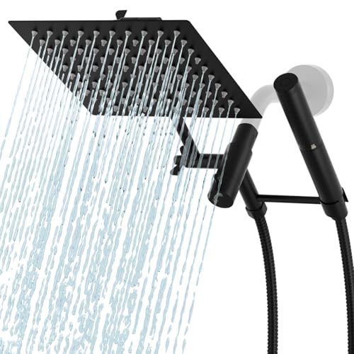 Cabezal Ducha Dual de Lluvia y Manual, Negro Mate miniatura 1