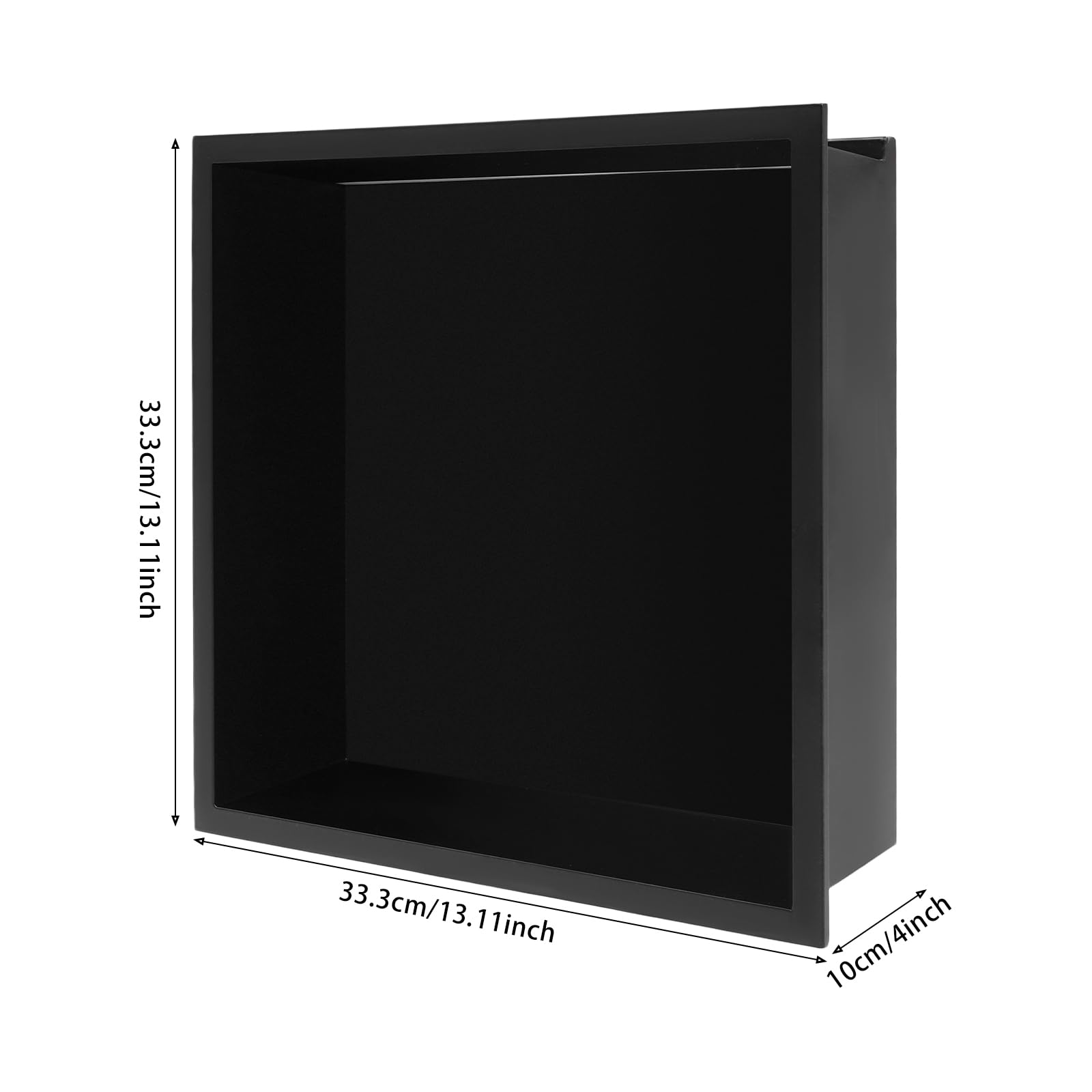 Edelstahl Wandnische mit RGB LED Beleuchtung, 304, Schwarz | Unterputz Wandnische mit RGB LED Beleuchtung und 91,5° Gefälle für Badezimmer und Dusche–inklusive Fernbedienung und Netzteil