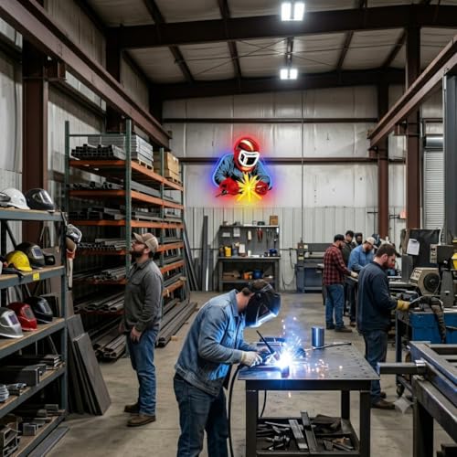 Welding Neon Sign Welder LED Neon Light Welding Accessories Decor Sign USB Powered, for Garage Game Room Bedroom Men Cave Party(12.9 * 11.8 In) by Gippro - Used condition - Image 3