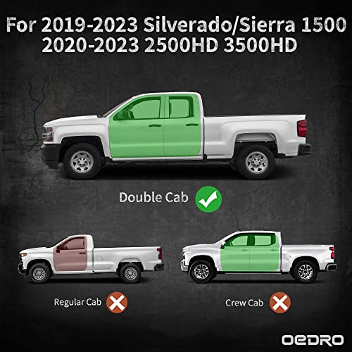 Oedro Running Boards W/Paintable Plates, Truck Side Steps Compatible With 2019-2023 Chevy Silverado/Gmc Sierra 1500 Double Cab; 2020-2023 2500Hd 3500Hd, Textured Nerf Bar, Black & Red #TOP2