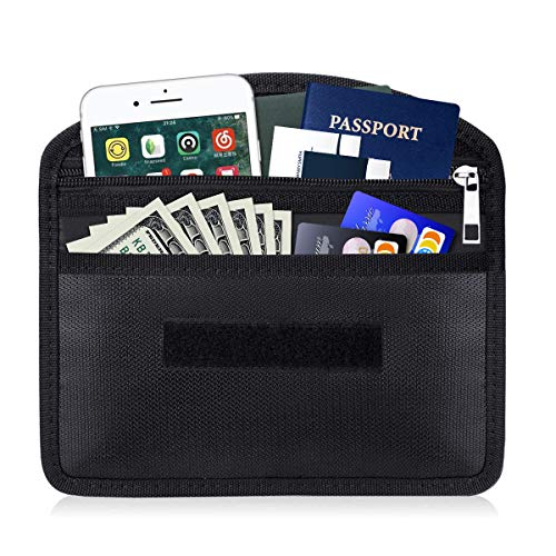 Preisvergleich Produktbild Moko Feuerfeste Signalblocktasche, Flüssiges Silikonfaserglas Tuch Wasserfest Geldkupplungstasche, Leichte Sicherheitstasche für Wertsachen, Bargeld, Passport, Schmuck, Briefe - Schwarz