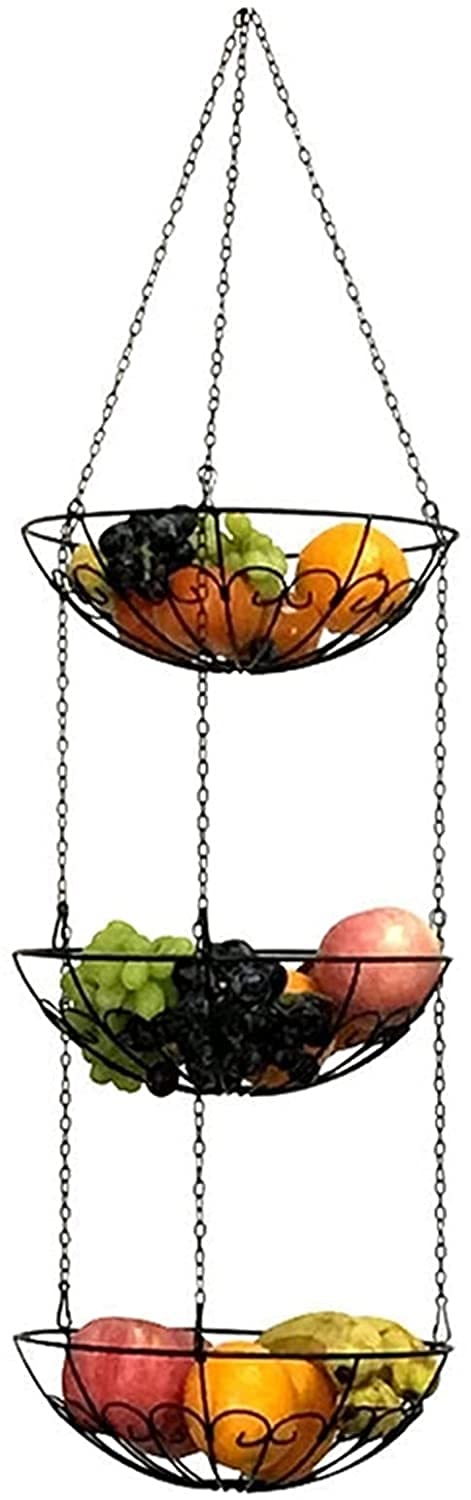 Cuenco de fruta decorativo de triple altura colgante con diseño minimalista
