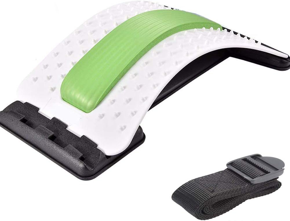 Emoly Back Stretcher - Lower and Upper Back Pain Relief, Lumbar Stretching Device，Posture Corrector - Back Support for Office Chair | Upper Back Stretcher Support and Pain Relief (White/Green)