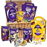 Cadbury Family Celebration Easter Chocolate 20" Wicker Hamper Basket, By Cadbury Gifts Direct - Mini Eggs, White Chocolate buttons, Caramel Nibbles, Dairy Milk Eggs, Cadbury Easter Egg Hunt pack