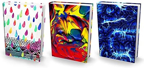 Book Sox Jumbo Stretchable Book Cover Fits Hardcover Textbooks Up to 9 x 11. Adhesive-Free, Nylon Fabric Protectors are A Needed School Supply for Students Washable and Reusable (3 Pack, Artsy)