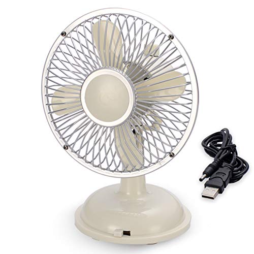 AirArtDeco Ventilador Personal de Escritorio oscilante USB de 5 Pulgadas, 2 velocidades, Ventilador de Mesa de enfriamiento, oscilación automática, Funciona con Pilas, hogar, la Oficina