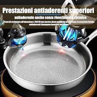 Ruileyou Padella Titanio, Padella Titanio Puro with Lid and Spatula, PadellainTitanio for Kitchen and Camping, Uncoated Frying Pan, Pro Hammered Non-Stick Pans for Any Hob (Senza coperchio, 24cm)