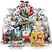 AURUZA 20PCS Christmas Drawstring Gift Bags - Assorted Sizes from Small to Jumbo, with Colorful Designs & Tags, Ideal for Holiday Wrapping & Decorations Party Favors