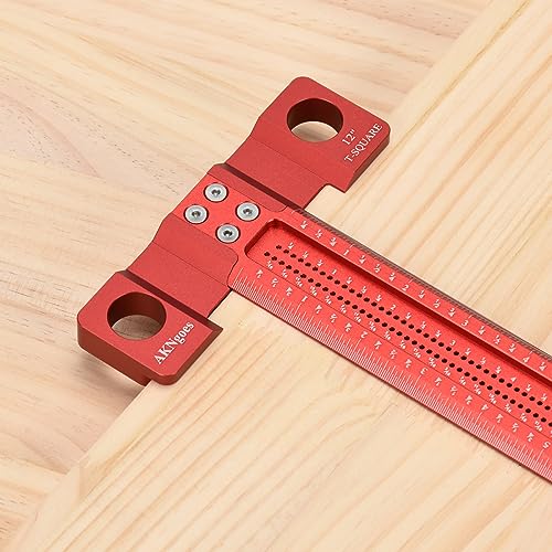 AKNgoes Woodworking Scriber T-Square Ruler 12in with Thoughtful Support Lips, Architect Ruler for Carpenter Work, Layout and Measuring Tools… - Image 2