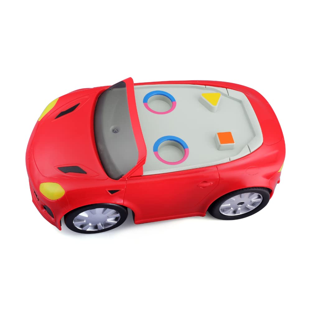BB Junior 95002 - Vehículo para bebé (Mando a Distancia) - Versiones con 2 Personajes y 2 Animales, Color Rojo - Faros Luminosos - Infra roja