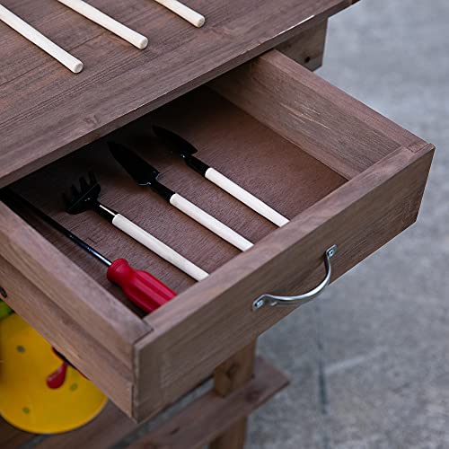 Outsunny US845-460BN0131 36'' Wooden Potting Bench Work Table With 2 Removable Wheels thumb #8