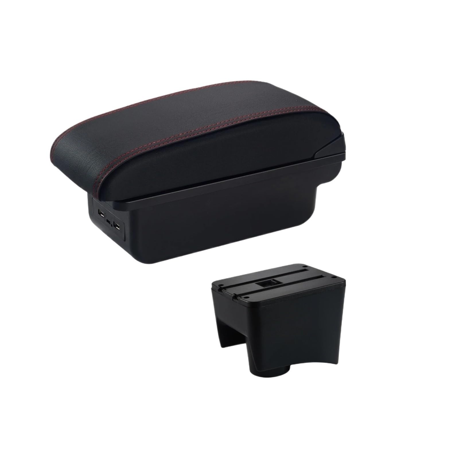 UMDJJU For VW For POLO For Mk5 6R For Vento 2010-2018 Armrest Car Box Storage Retrofit Interior Accessories Car Centre Console Armrest Box(C1 Red Line USB)