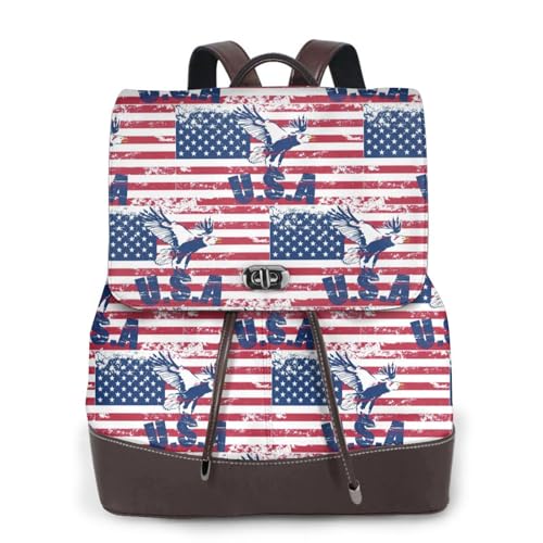 Sac à dos en cuir femme avec compartiments aigle USA