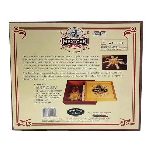 Front Porch Classics 53303 Mexican Train Domino Set In Wooden Collector Box From Front Porch Classics thumb #3