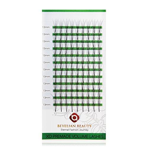 BEYELIAN Premade 5D D Curl 0.05 Thickness 13mm Eyelash Extensions Volume Fans Lashes Pre-Fanned Individual Eyelash Extension Express Lash Extensions (0.05mm 13mm D Curl 108 pcs)