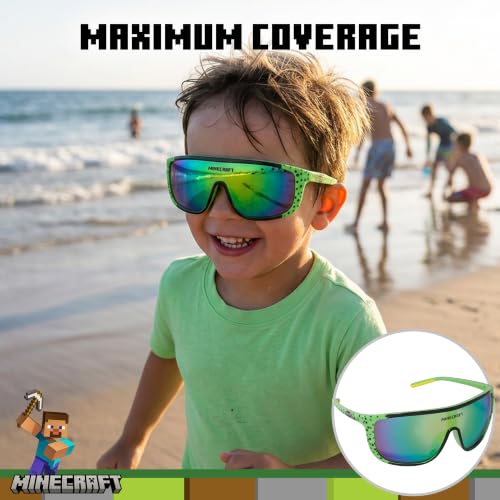 Image of ARKAID Minecraft Boys Sunglasses | Official Minecraft Gear | 100% UV Protection | Official Minecraft Boys Sunglasses and Sports Wraps | Impact Resistant | Gift Idea | Fits Most Kids
