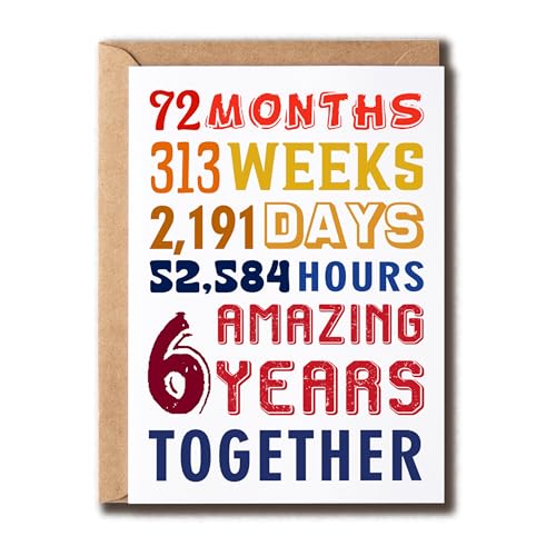 NKPDesigns 6 Amazing Years Togetherカード - Happy 6th Anniversary - 面白い6th Greeting - 結婚式のお祝いカード - パートナーへのギフトに - カップル