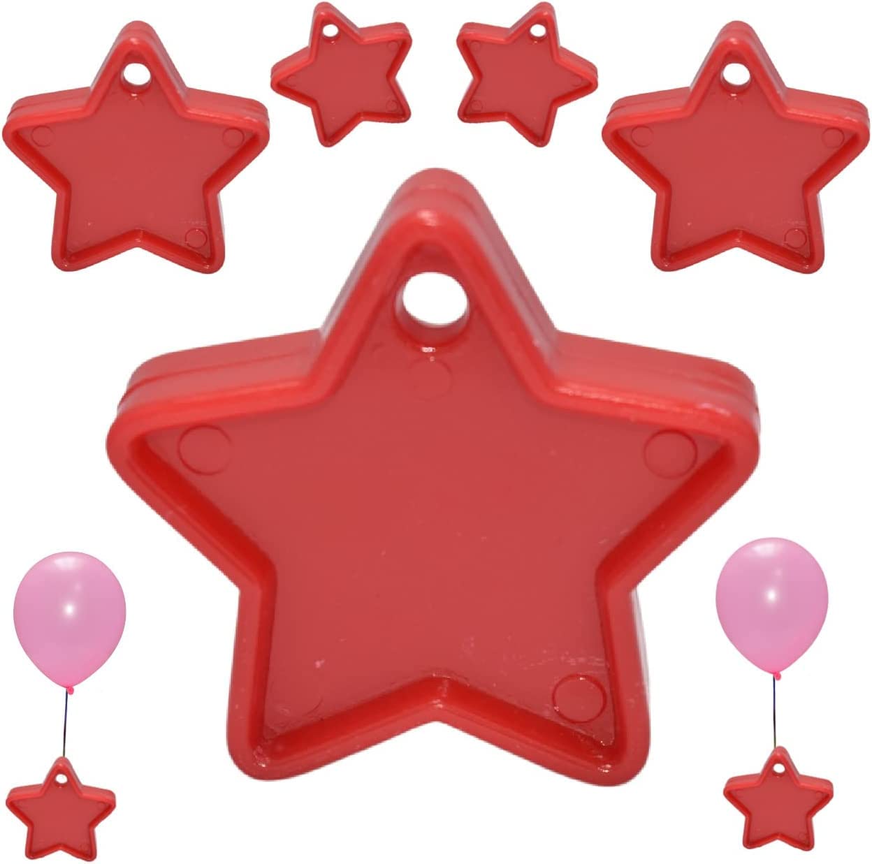 Godfather Star Shaped Balloon Weight Plastic Balloon Weights Reusable Star Weight Helium Balloon Weights for Parties Birthday Decoration (Red, Pack of 12)