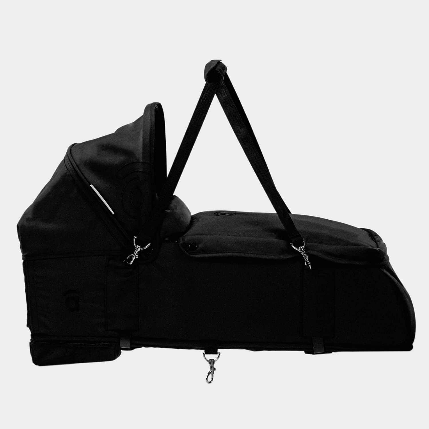 Asalvo CARRYCOT Capazo para Silla Doble Bro, Asas de Transporte, Capota con ventilación, Plegado Compacto, Colchón Incluido, Desde 0 Meses hasta 9kg, Negro