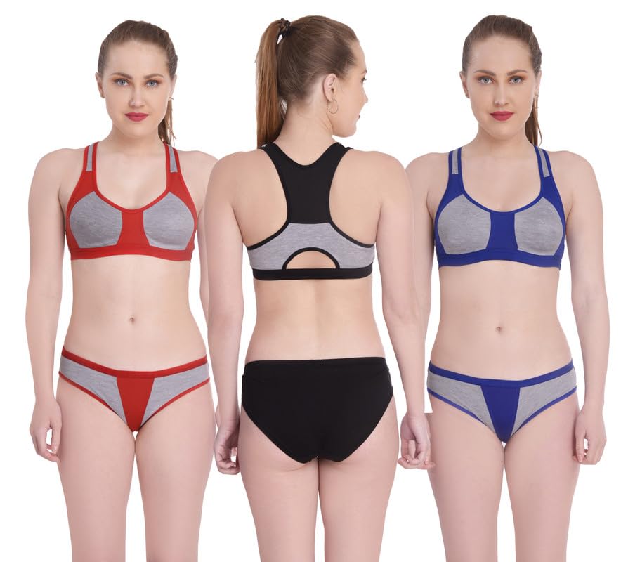 Women's Lingerie Set Full Coverage Non-Padded Bra and Hipster Panty (Pack of 3, Multicolor)-image-8