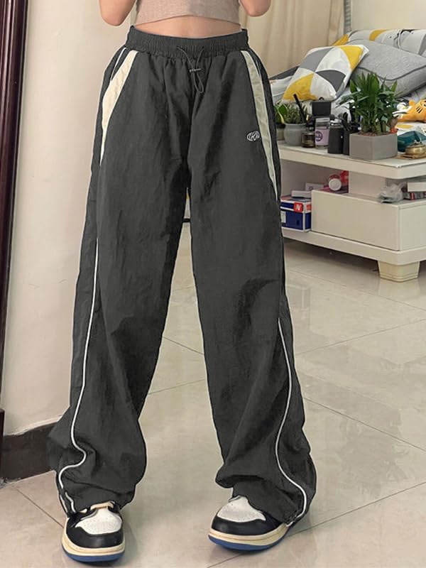 Cargo Pants for Women Contrast Piping Baggy Parachute Sweatpants Loose Vintage Y2K Casual Elasticated Pants2