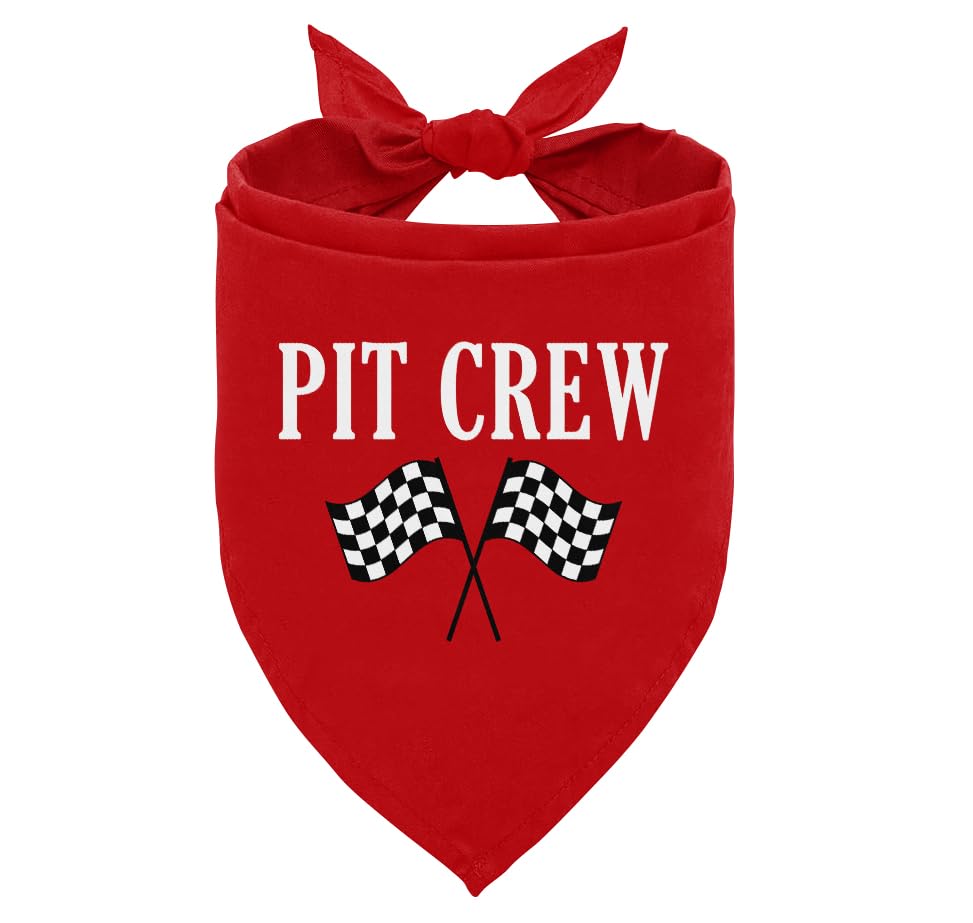 Pit Crew Dog Bandana, Red Dog Bandana, Checkered Flags Race Car Flag Dogs Bandanas, Pet Triangle Scarf, Gift for Dogs Lover, Pet Bandana for Small Medium Dogs (M)