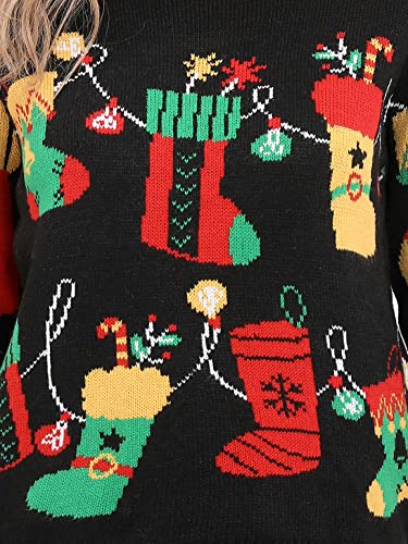 Image of LUBOT Ugly Christmas Sweaters for Women Cute Fuzzy Funny Wintertime and Holiday Parties Knitted Pullover Sweater
