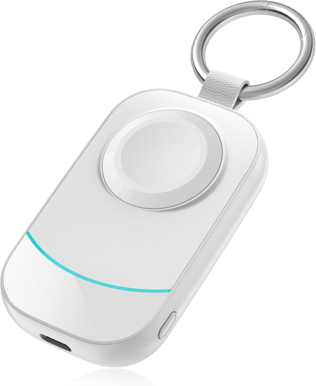 2500mAh Travel Charger for Apple Watch – Portable Charger with Keychain for Apple Watch – Stocking Stuffers for Men, Women, and Adults White