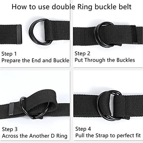 Belts for Men, Nylon Adjustable Military Tactical Belt with Double D Ring Buckle, 2 Pack3