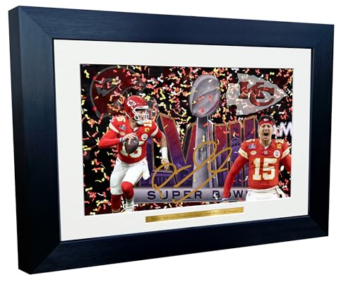 Patrick Mahomes Celebration Kansas City Super Bowl LVIII 58 Winners Autographed Signed 12x8 A4 Photo Photograph Picture Frame American Football Poster Gift